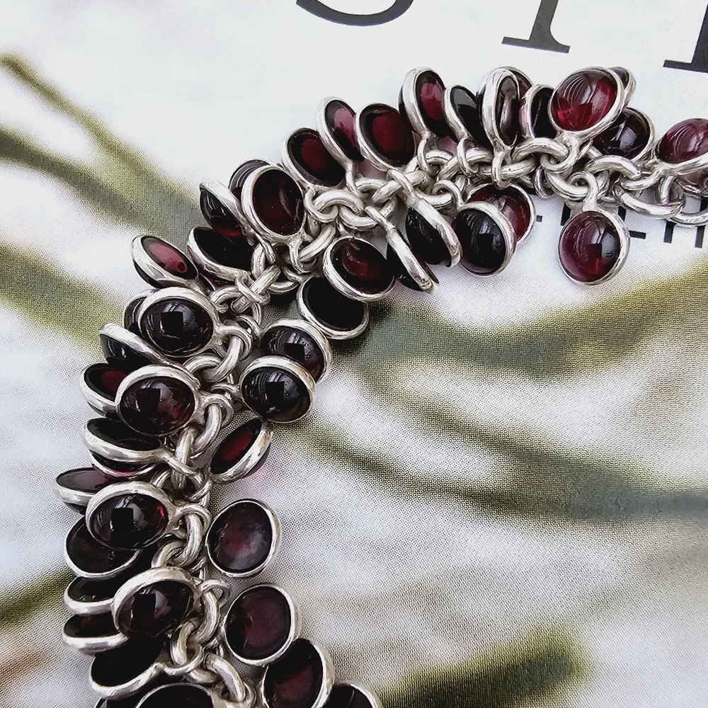 Silpada Sterling Silver Garnet Stone Cha Cha Bracelet B1049 - Picture 5 of 16